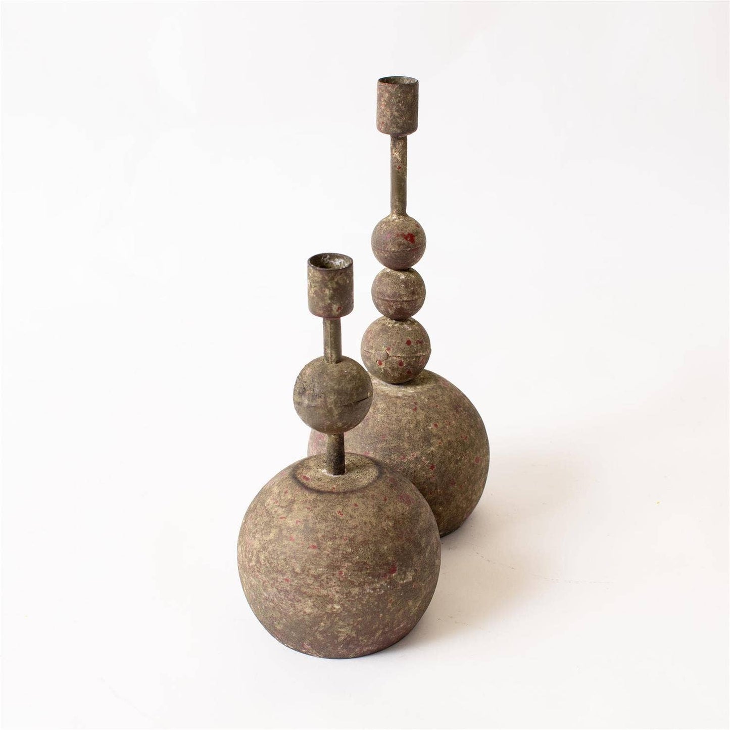 Stacked Globes Candle Holder, Rustic Dark Gray 2 sizes