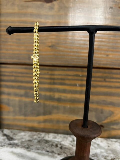 Gracie Cross Bracelet Gold Stretch