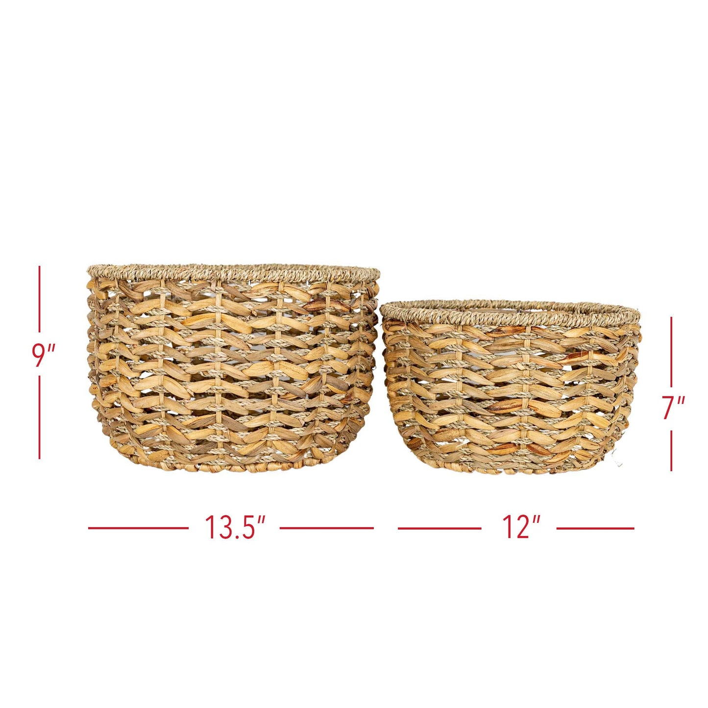 SALE - Nia Set 2 Hand Woven Baskets Water Hyacinth Seagrass
