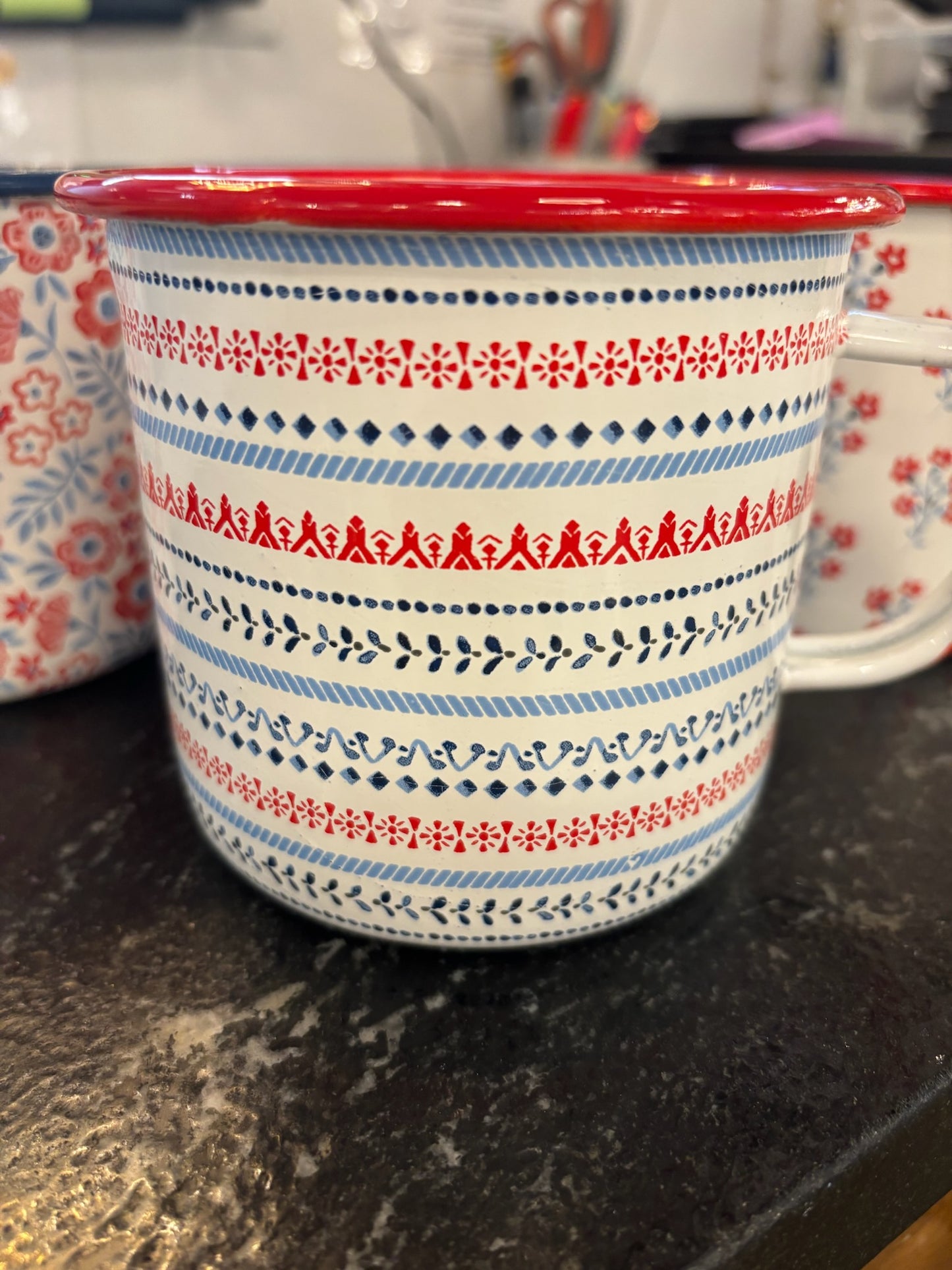American Holiday Enameled Mug
