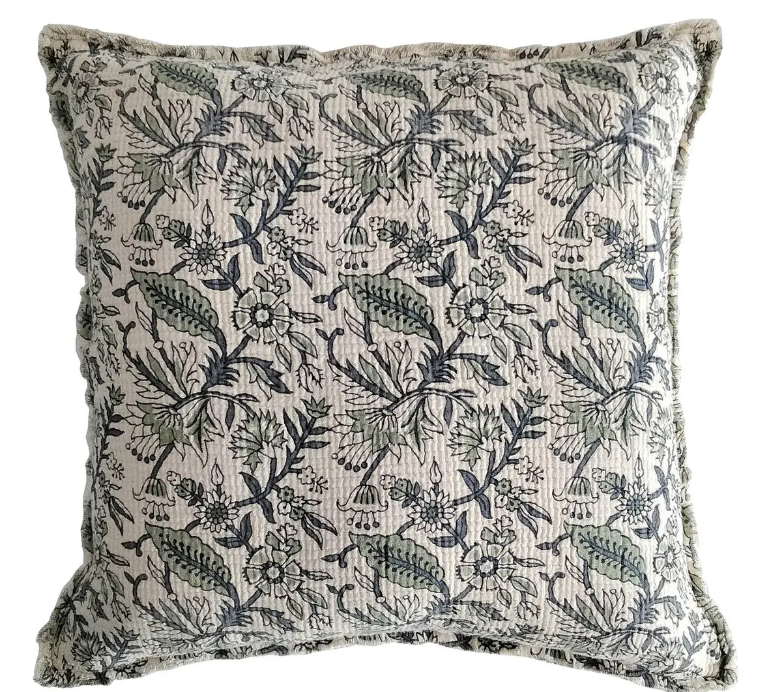 Cornflower Botanical Print Pillow