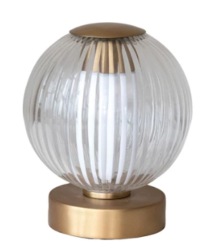 Glass & Metal Pleated LED Table Lamp