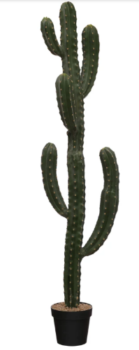 Faux Myrtle Cactus in Plastic Pot with Pebbles- Large