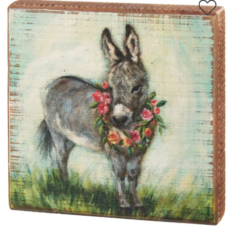 Floral Donkey Block Sign