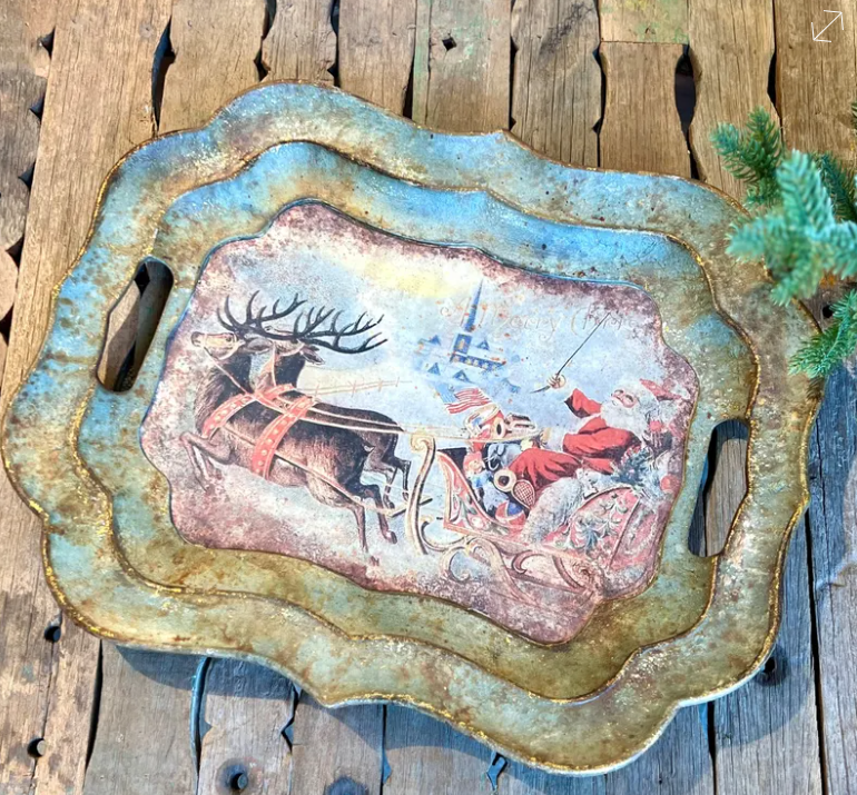 Santa On Sleigh Tray