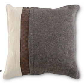 Square Stone Washed Canvas Wool Pillow