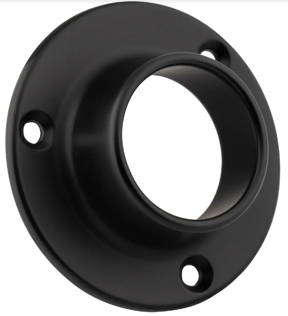Matte Black Closed Screw-In Mounting Bracket for 1-5/16" Round Closet Rods