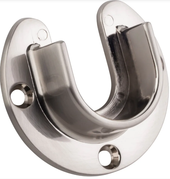 Satin Nickel Open Screw-In Mounting Bracket for 1-5/16" Round Closet Rods