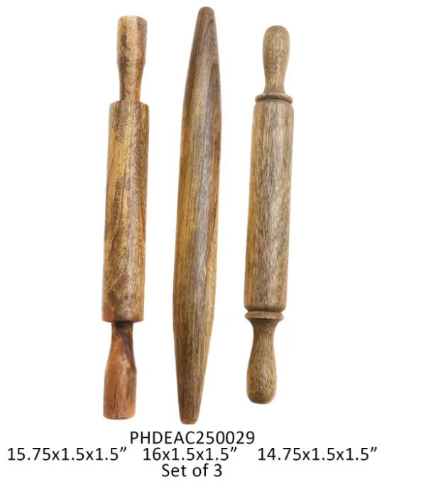 Mango Wood Rolling Pin, Set of 3