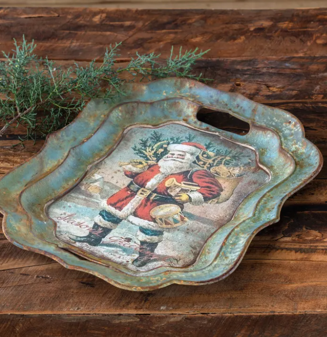 Santa Bearing Gifts Tray