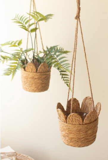 Woven Seagrass Hanging Planter Basket