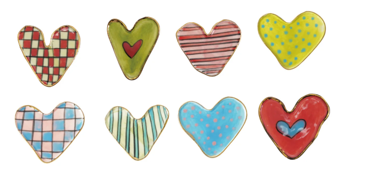 Hand Painted Stoneware Heart Magnet