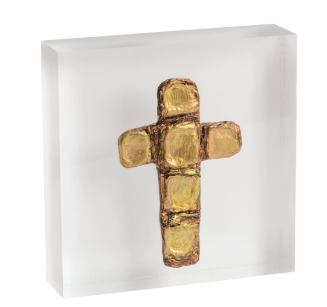 Cross Acrylic Gold Plaque