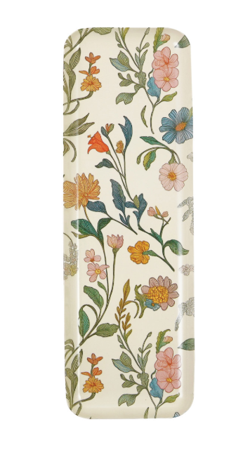 Decorative Metal Wall Decor/Tray with Floral Pattern (Hangs or Sits)