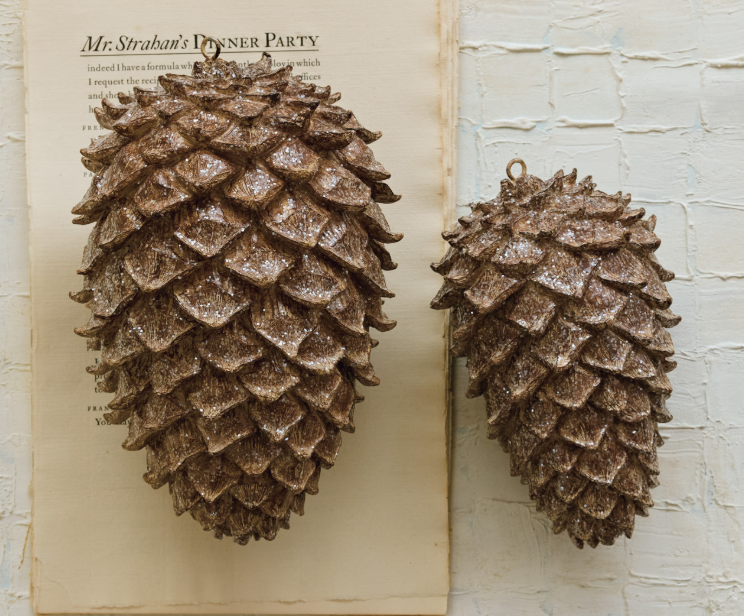 Small Resin Pinecone with Glitter, 5" Round x 8-1/2"H