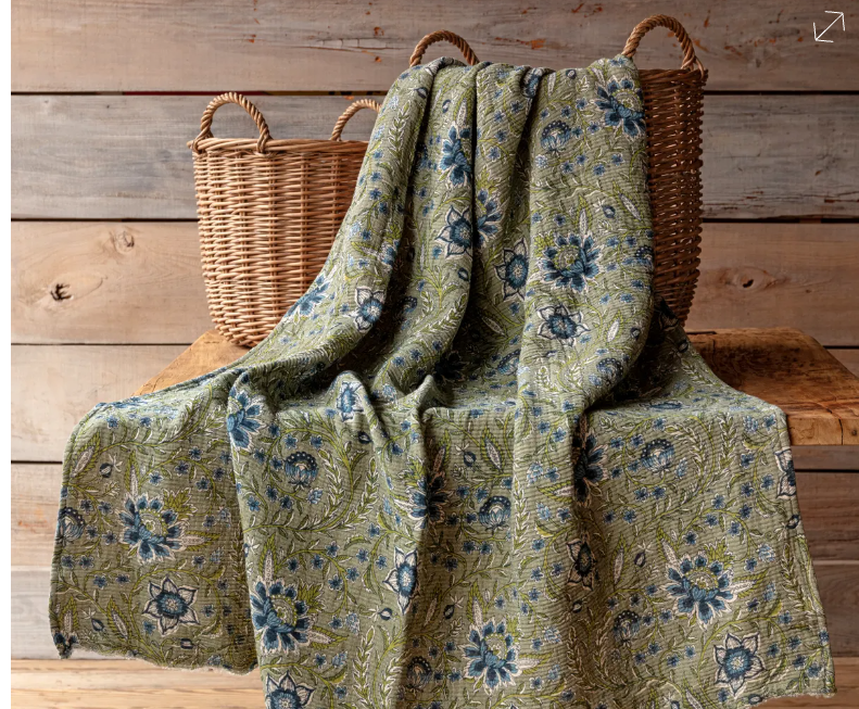 Plumbago Botanical Cotton Throw