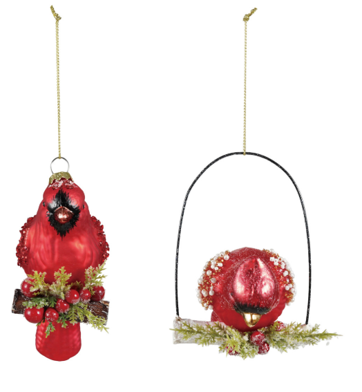 Hand Painted Mercury Glass Cardinal Ornament