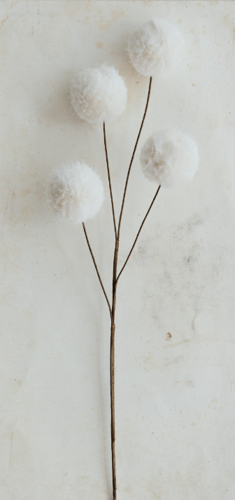 Faux Fur Snowball Pick, White