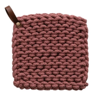 Cotton Crocheted Pot Holder w/ Leather Loop