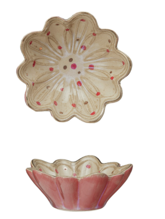 Decorative Stoneware Dish with Dots