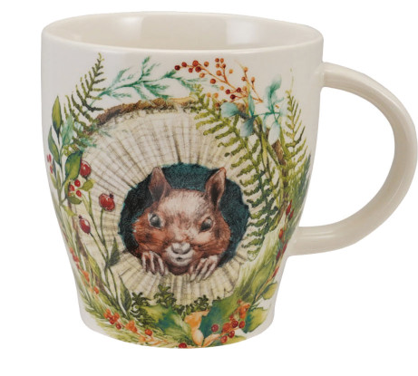 Stoneware Mug with Woodland Animal & Seasonal Botanicals, 4 Styles