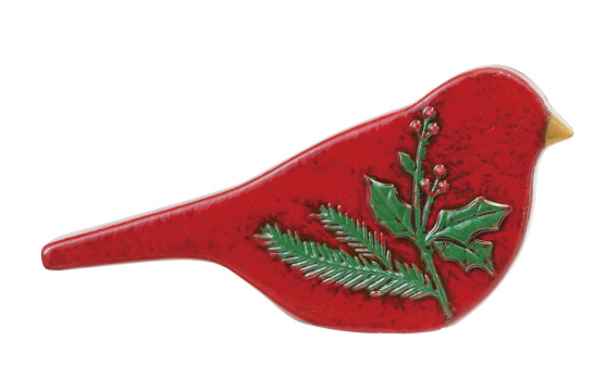 Hand-Painted Embossed Ceramic Bird with Botanical, 2 Styles (Each One Will Vary)