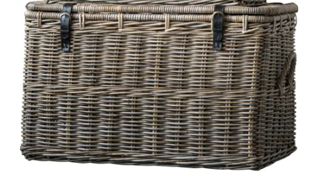Baskets with Lids and Leather Buckles, 3 sizes