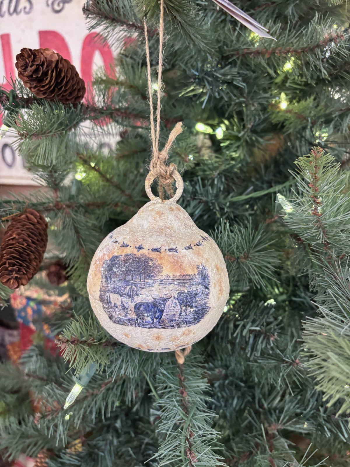 Small Blue & White Tole Ornaments