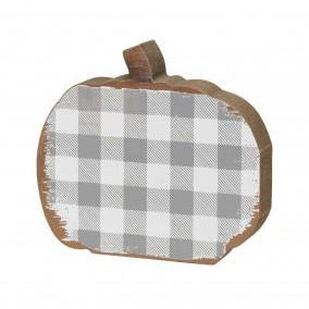 Checkered Wooden Pumpkins - Grey