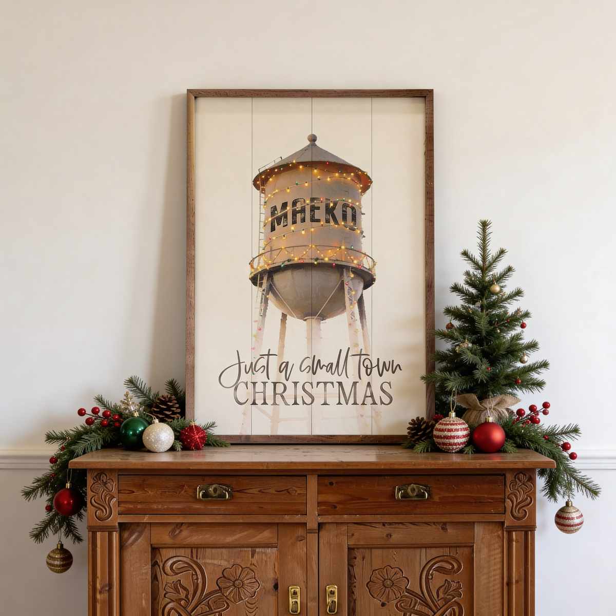 Just A Small Town Christmas Personalized Water Tower: 10x16