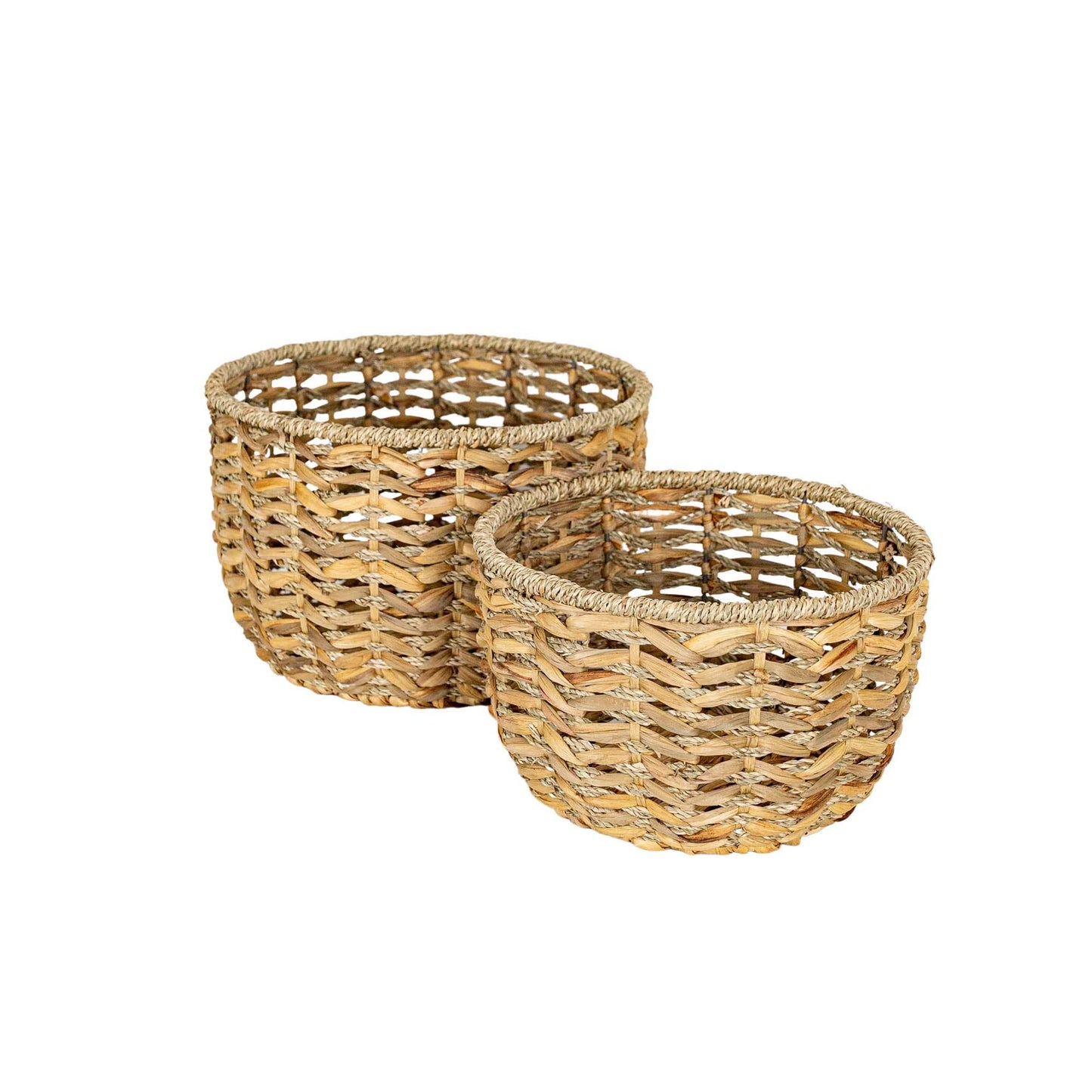 SALE - Nia Set 2 Hand Woven Baskets Water Hyacinth Seagrass