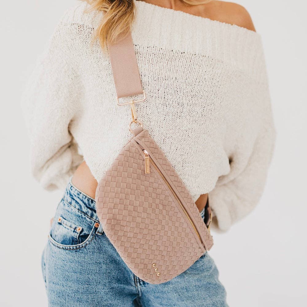 Suede Westlyn Woven Bum Bag: Suede Taupe