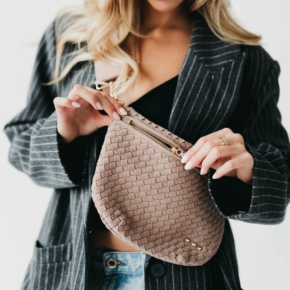 Suede Westlyn Woven Bum Bag: Suede Taupe