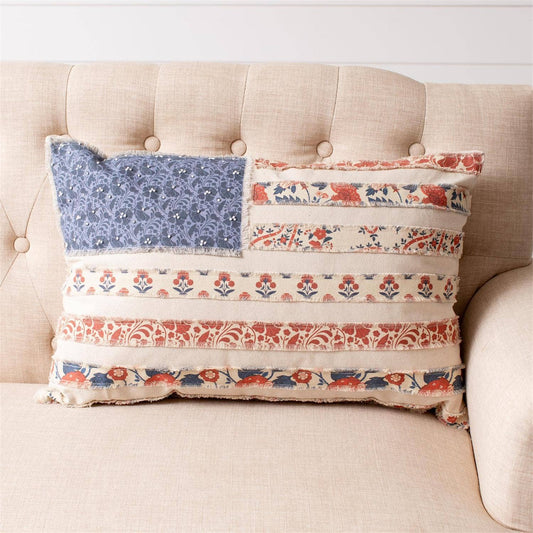 Patchwork American Flag Lumbar Pillow (Pk/02) | Patriotic