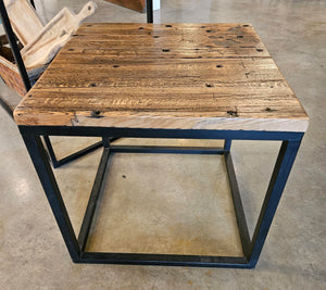 Metal and Oak Side Table
