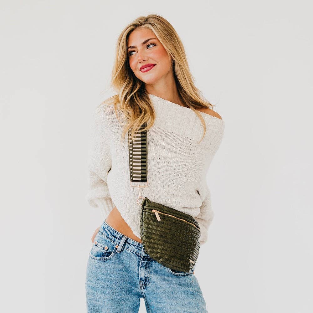 Westlyn Woven Bum Bag - TOP SELLER: Woven Checkered Coffee
