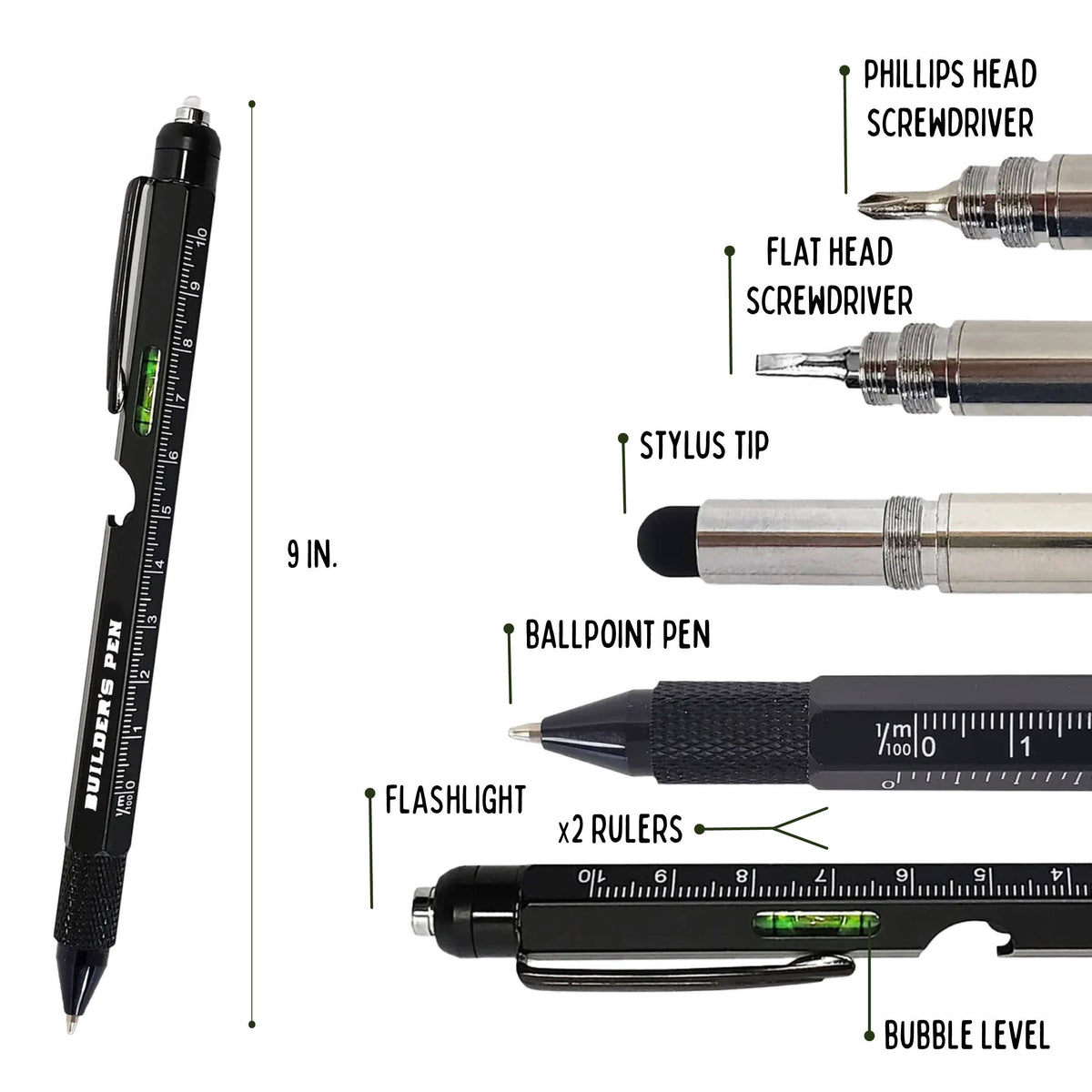 Builder’s Pen – 9-in-1 Multi-Tool Pen