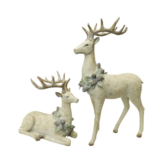 2 Assorted Large Resin Antique Deer