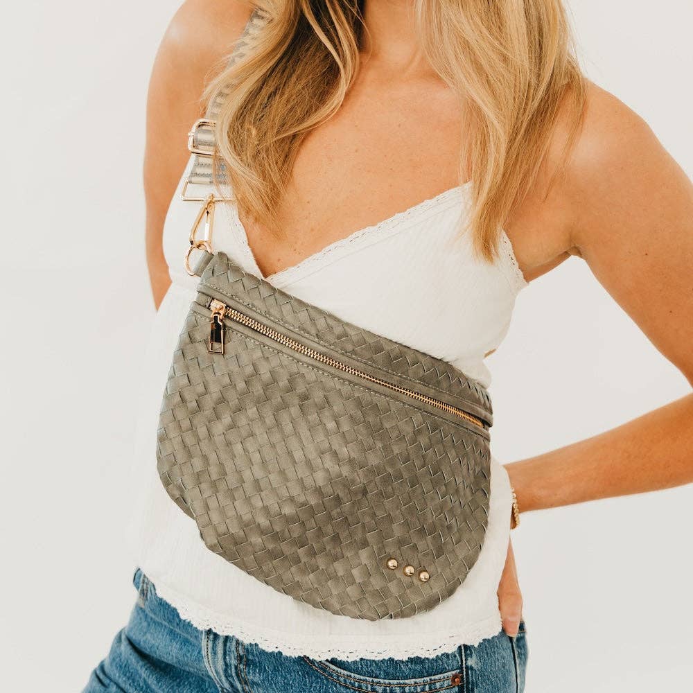 Westlyn Woven Bum Bag - TOP SELLER: Woven Checkered Coffee