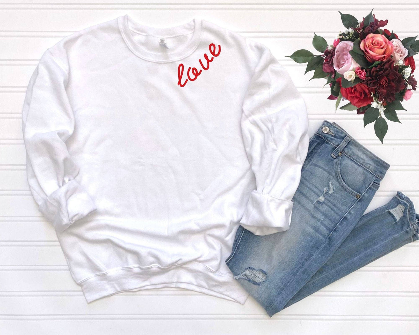 Embroidered Mascot Sweatshirt - Custom Collar Team Sweater: Sand / Small
