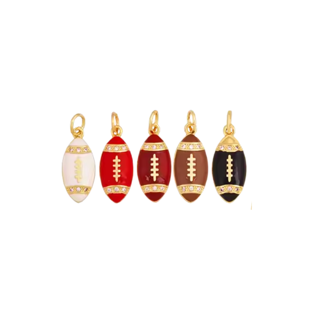 Game Day Football Charms - Gold Plated Enamel: Brown