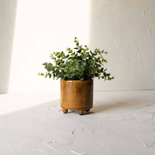 Griffin Rustic Glossy Brown Garden Ceramic Planter Pot