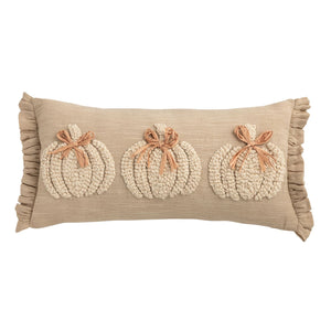 Lumbar White Embroidery Pumpkin Pillow