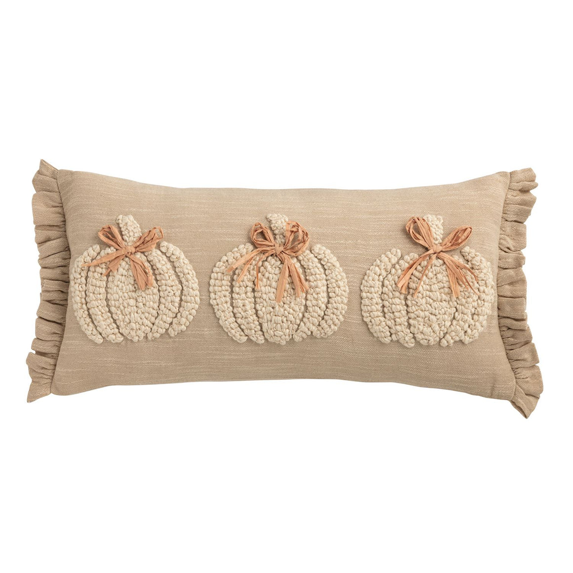 Lumbar White Embroidery Pumpkin Pillow