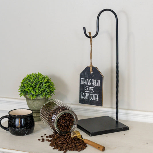 18" BLACK METAL HOOK STAND