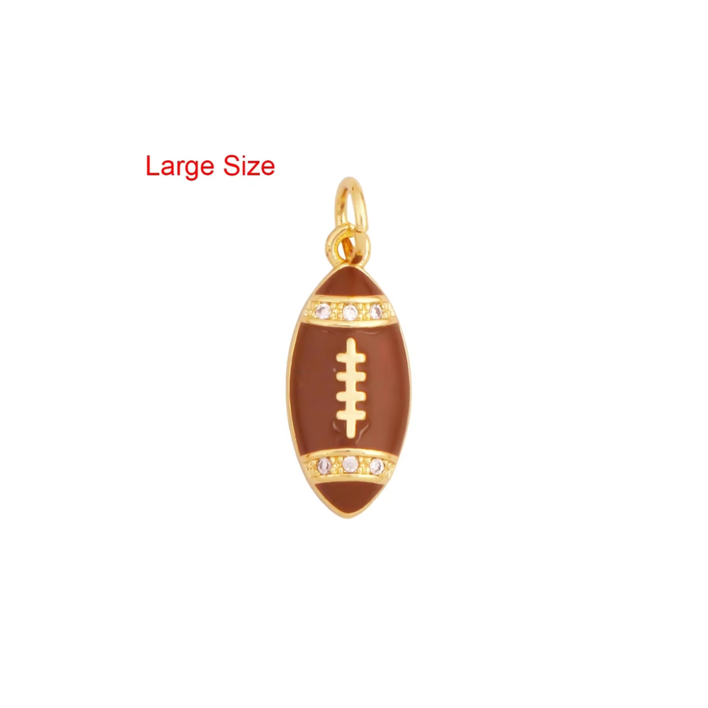 Game Day Football Charms - Gold Plated Enamel: Brown