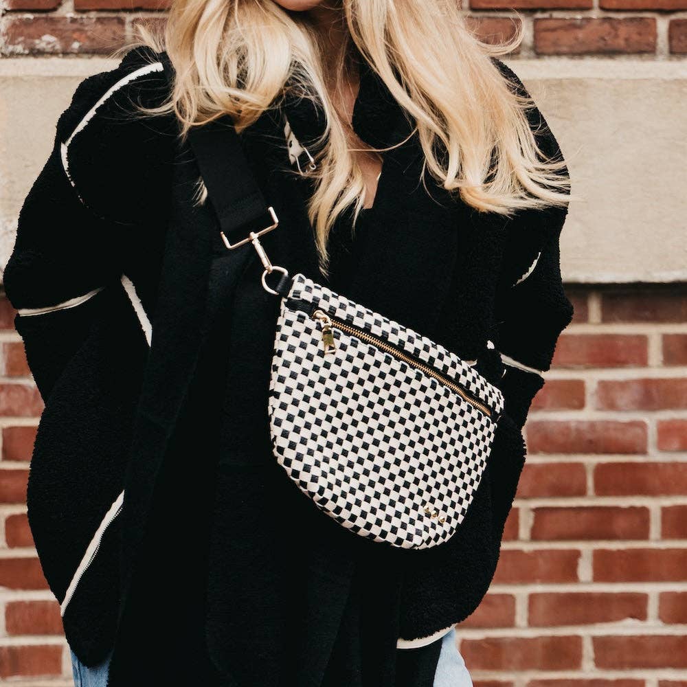 Westlyn Woven Bum Bag - TOP SELLER: Woven Checkered Coffee