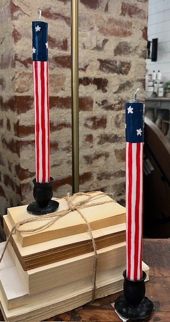 Star Spangled Taper Candle set of 2 9"