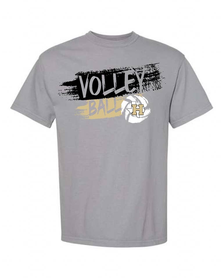 Volleyball Painted Whitewright Graphic T-Shirt : Comfort Color Granite / Adult Medium