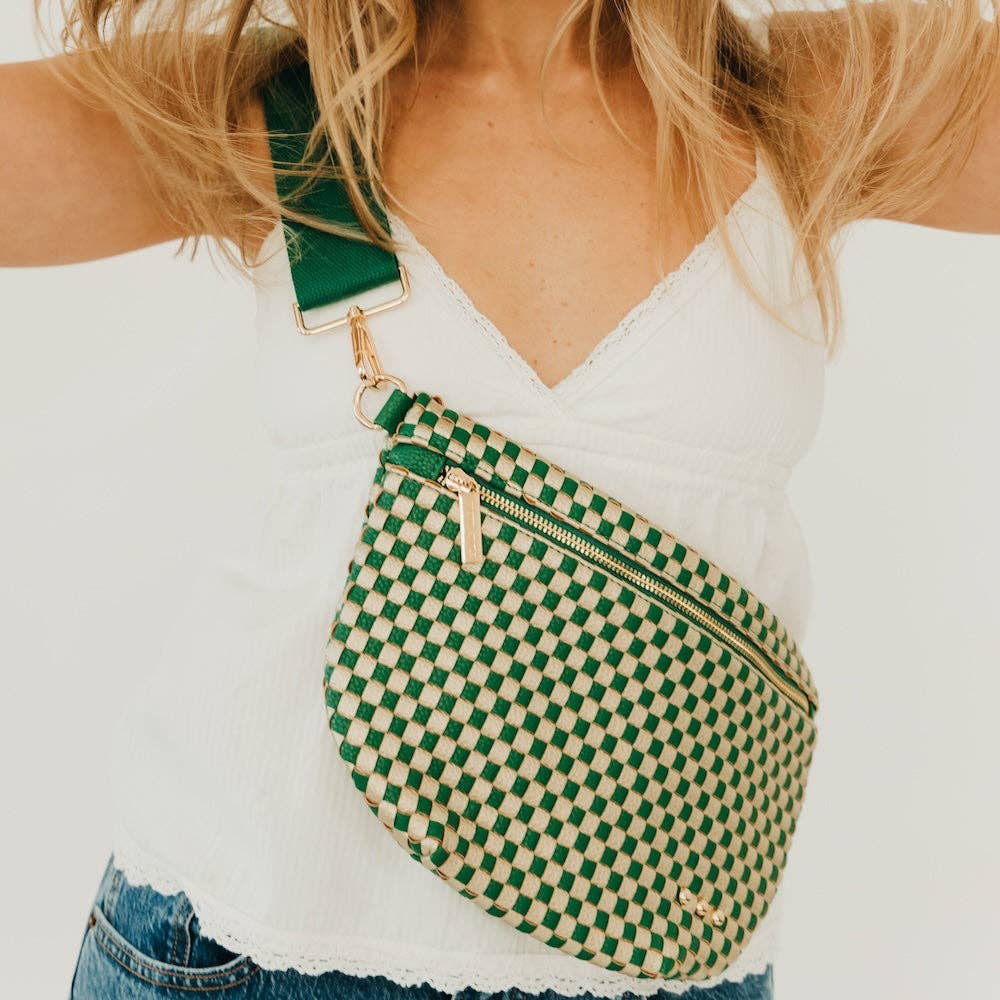 Westlyn Woven Bum Bag - TOP SELLER: Woven Checkered Coffee